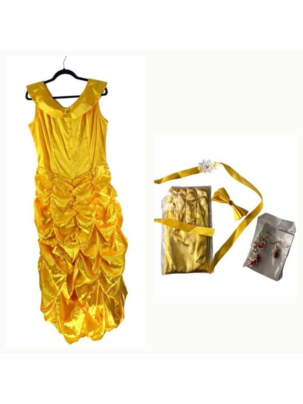 Belle Beauty and the Beast Womens Yellow Princess Gown Costume XXL Halloween